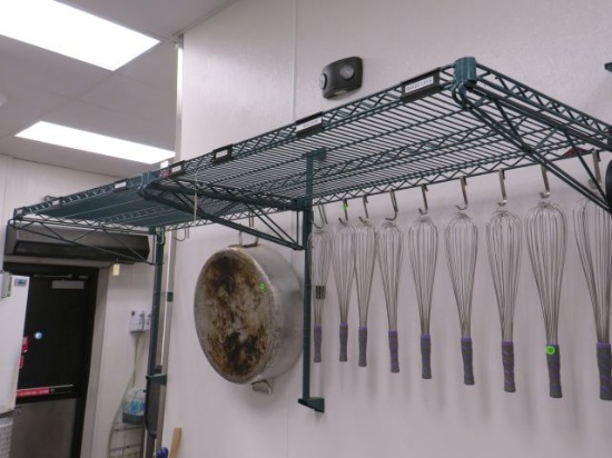 green wire metro shelves 42" x 24" deep lot comes with 3 wall mount brackets