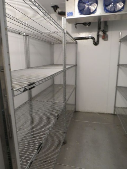 chrome wire metro style shelves in the walk in freezer