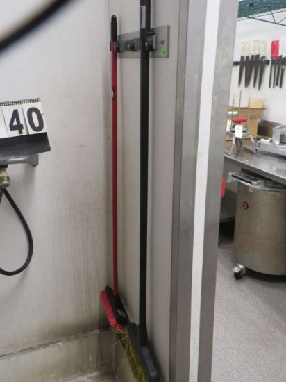 stainless steel wall mount holder with brush and broom