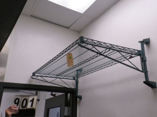 wall mount green metro style shelf 48" x 24" with two wall mount brackets