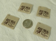 boxes of 300 vintage "Built Like A Mack Truck" 1.25" x 1.25" cloth labels for sewing into cloth...
