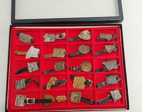 20 Watch fobs in display case