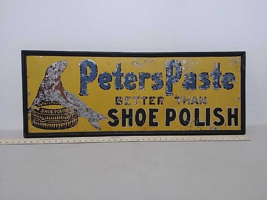 Single sided tin shoe polish sign