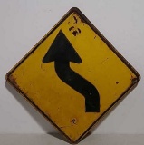 SS Old curve symbol heavy metal road sign