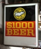 DS Miller $1000 beer lighted sign