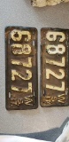 Matching Set Of Wisconsin 1917 License Plates