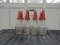 8 Huffman oil bottles w/ spouts and wire holder