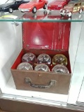 Glass ball fire extinguishers and metal case