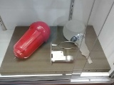 2 fire extinguishers and holder