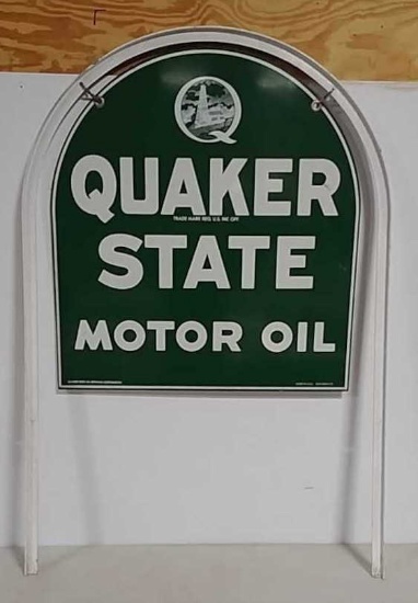 DST Quaker State oil sign w/ bracket