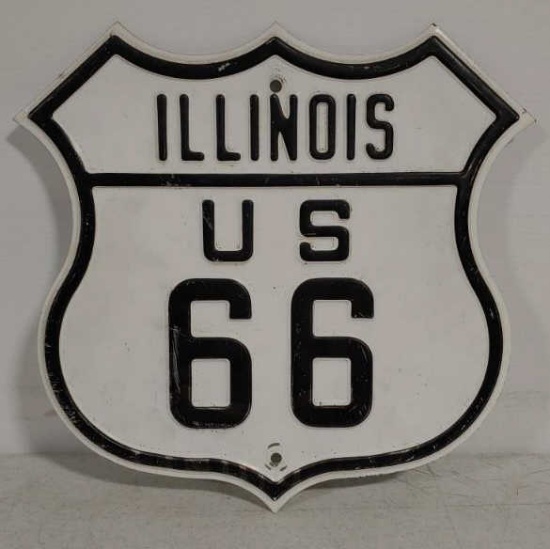 SS Illinois US 66 embossed metal sign