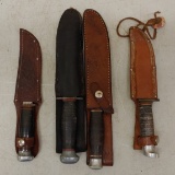 4 various hunting knives