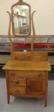 Wood commode w/double bar and mirror