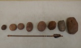 8 Native American, Stone Tools and 1 arrow