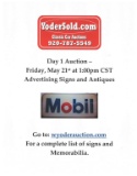 Two Day Auction Event - Day 1 is May 21st at 1:00p