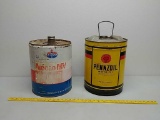 5Gal oil cans,Amoco and Pennzoil