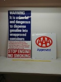 SSA.stop engine,DST.AAA gas island signs