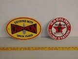 Cast iron Champion and Texaco pump badge