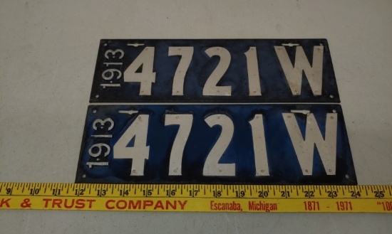 Pair 1913 Riveted WI license plates