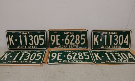 3 Pair Hawaii License Plates in Paper