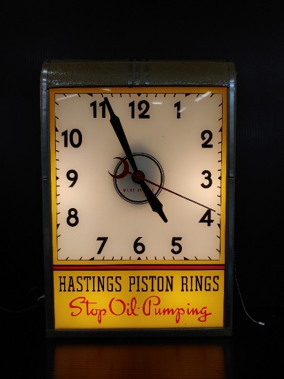 Hastings Piston Rings Art deco lighted clock