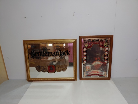 2 bar mirrors Gentleman Jack and Budweiser