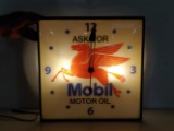 Mobil Pegasus lighted clock