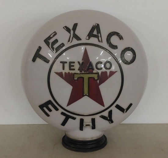 Texaco Ethty Milk Glass Gas Globe