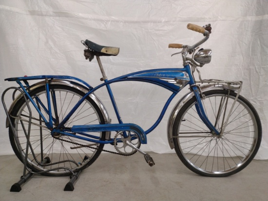 Blue Schwinn 1958 Jaguar Tank Bicycle