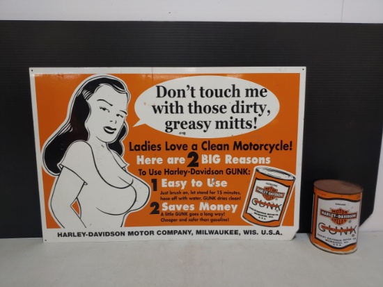 SST Gunk Harley-Davidson Sign and 1 qt Can