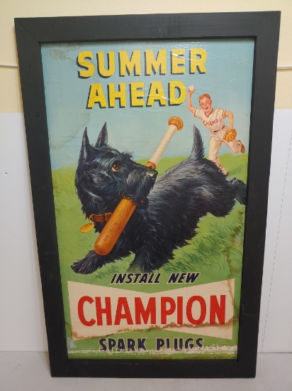 Champion Spark Plugs Framed Litho Ad Piece