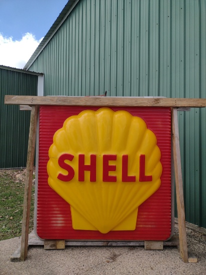 DD Embossed Shell Gas Station Sign