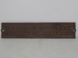 Cast Iron Whiting Foundry Plaque