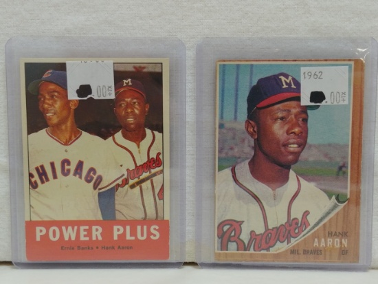 Hank Aaron & Ernie Banks Baseball Cards X 2