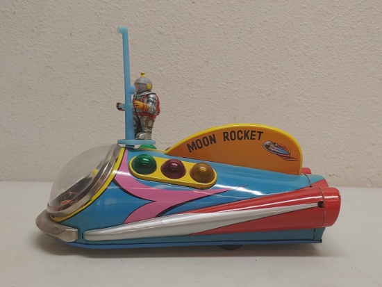 Modern Toys Moon Rocket Battery Op Tin Toy