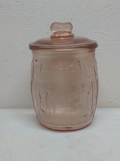 Planters Pink Glass Peanut Jar