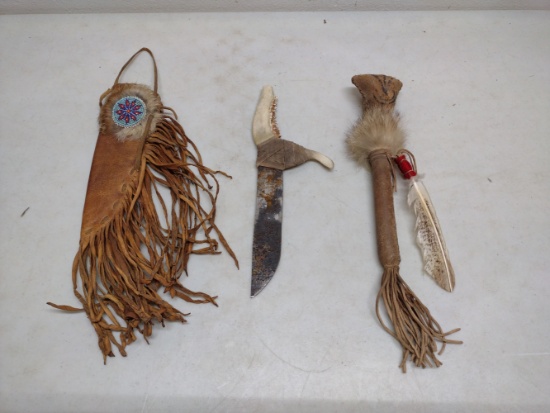 Native American Knife, Sheeth and Ceremonial Piece
