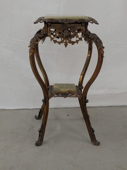 Iron and marble plant stand