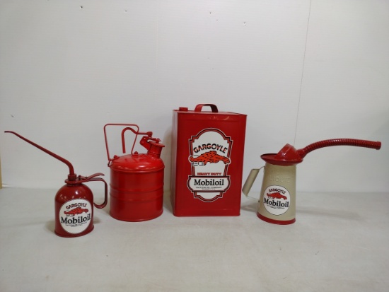 "4" Gargoyle Mobil Spouted Oil Can & More