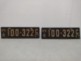 1927 Wisconsin License Plate Pair