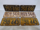 Three Pairs of Indiana license Plates