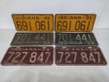 Three Pairs of Indiana License Plates