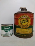 (2) Quaker State Wheel Bearing Lubricant & Farmers Co-op Union Grease Cans