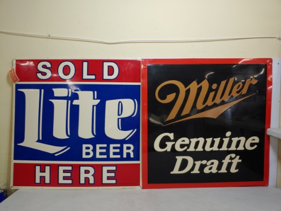 2x SST Miller Beer Embossed Signs MGD and Lite