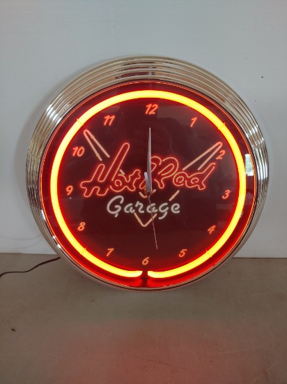 Hot Rod Garage Neon Clock