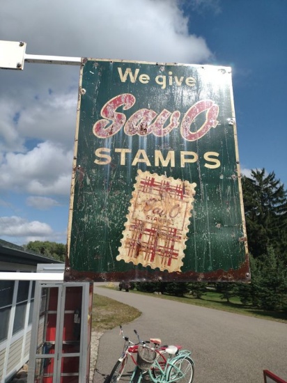 DST SavO Stamps Tin Sign w/ Bracket