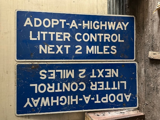 Pair SS Aluminum Adopt-A-Highway Signs