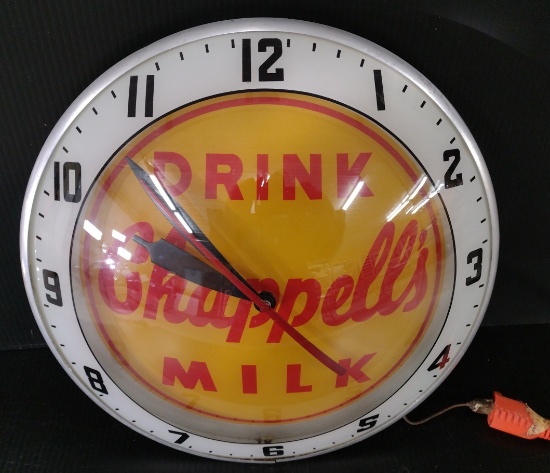 Vintage Chappell's Milk Double Bubble Lighted Clock