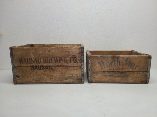 2 Wausau WI Brewing Wooden Crates