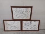 Indian Motorcycle Engine Blueprint In Wooden Frames.